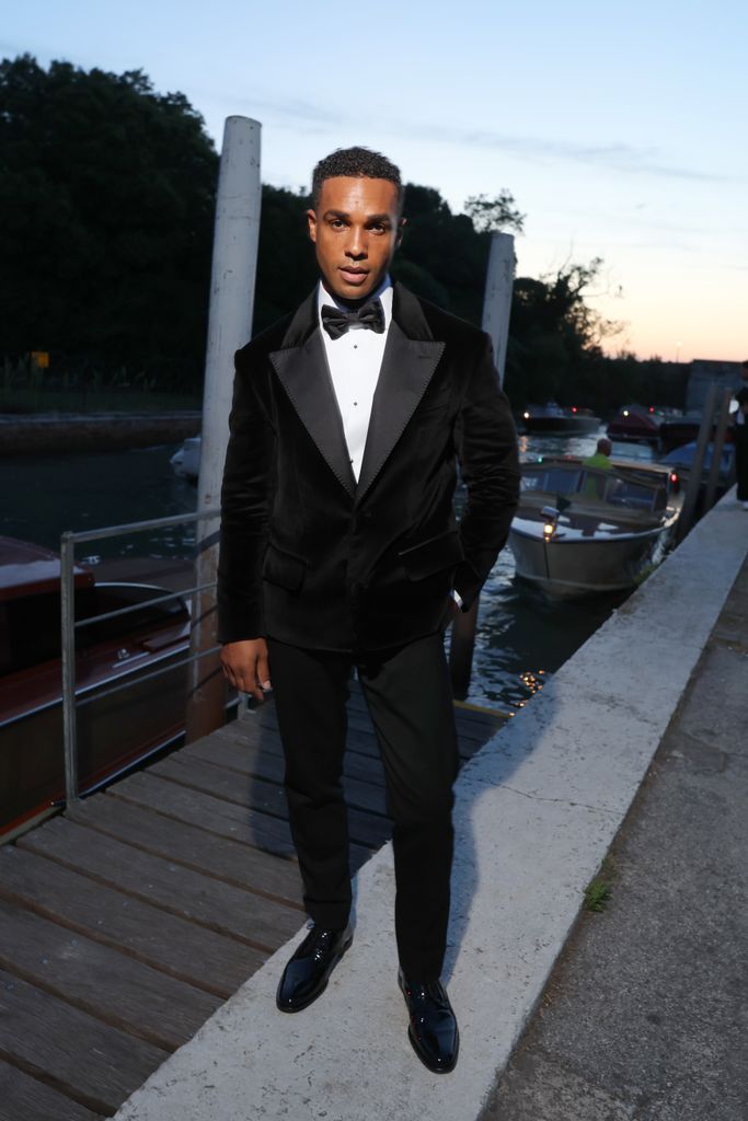 Lucien Laviscount attends amfAR Gala Venice 2024 presented by Red Sea International Film Festival and World Gold Council at Hangar Nicelli on September 1, 2024 in Venice, Italy.